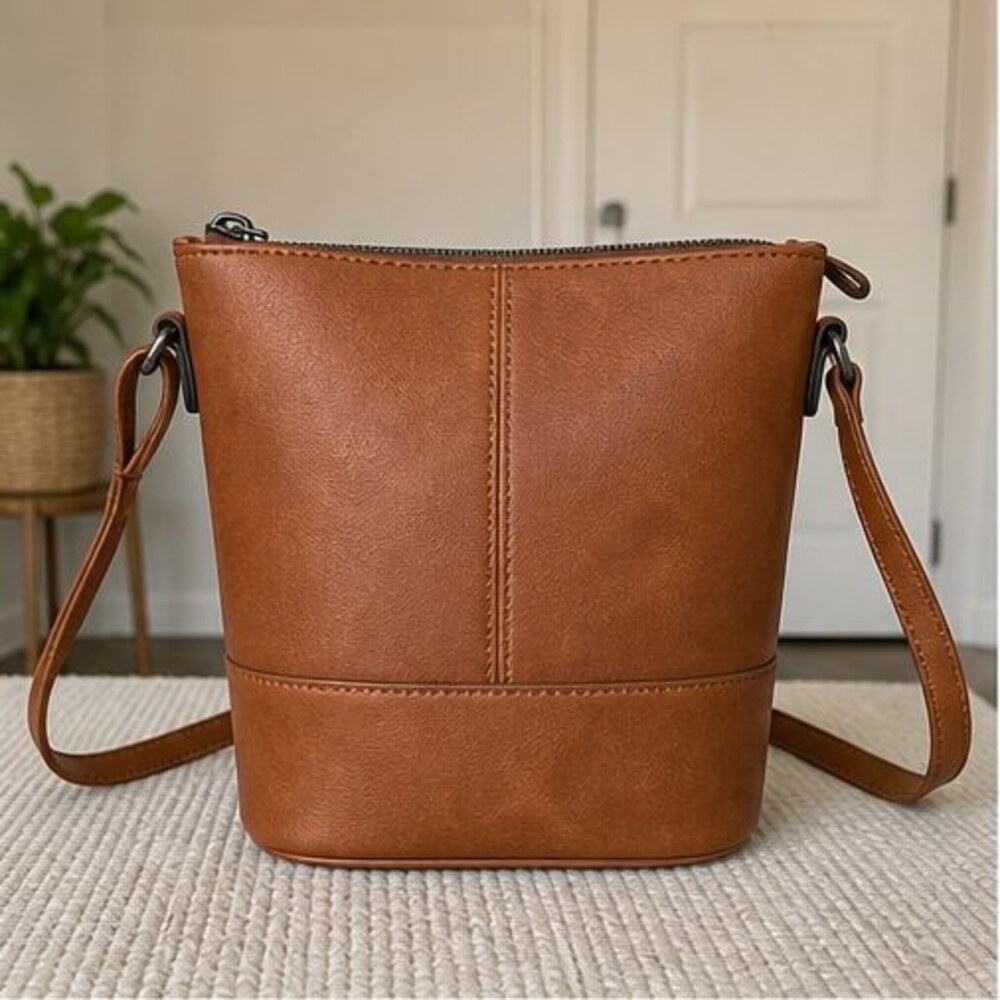 Cognac Faux Leather Bag